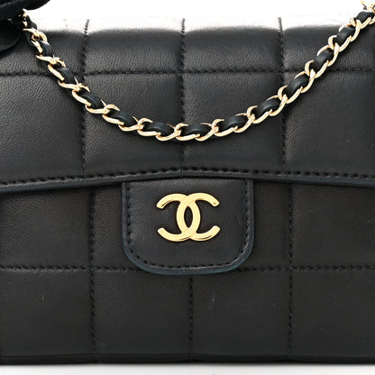 Chanel Lambskin Quilted Mini Chocolate Bar Camellia Flap Black 8 of 10