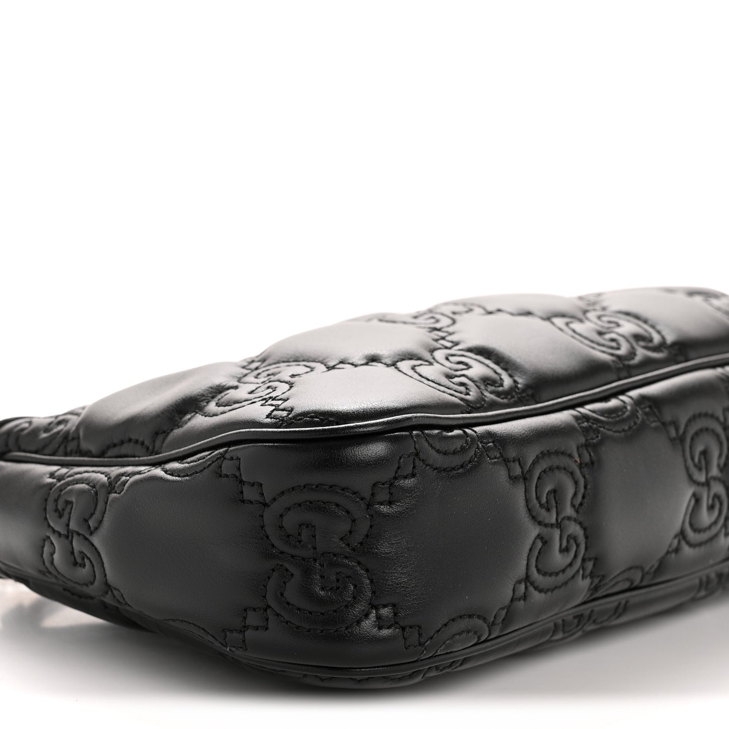 Calfskin GG Matelasse Chain Handbag Black Natural