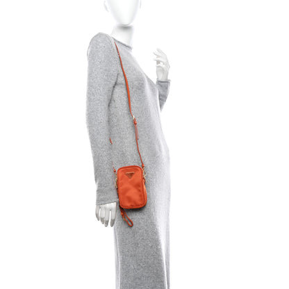 Prada Tessuto Nylon Double Zip Phone Case Crossbody Bag Papaya 2 of 10