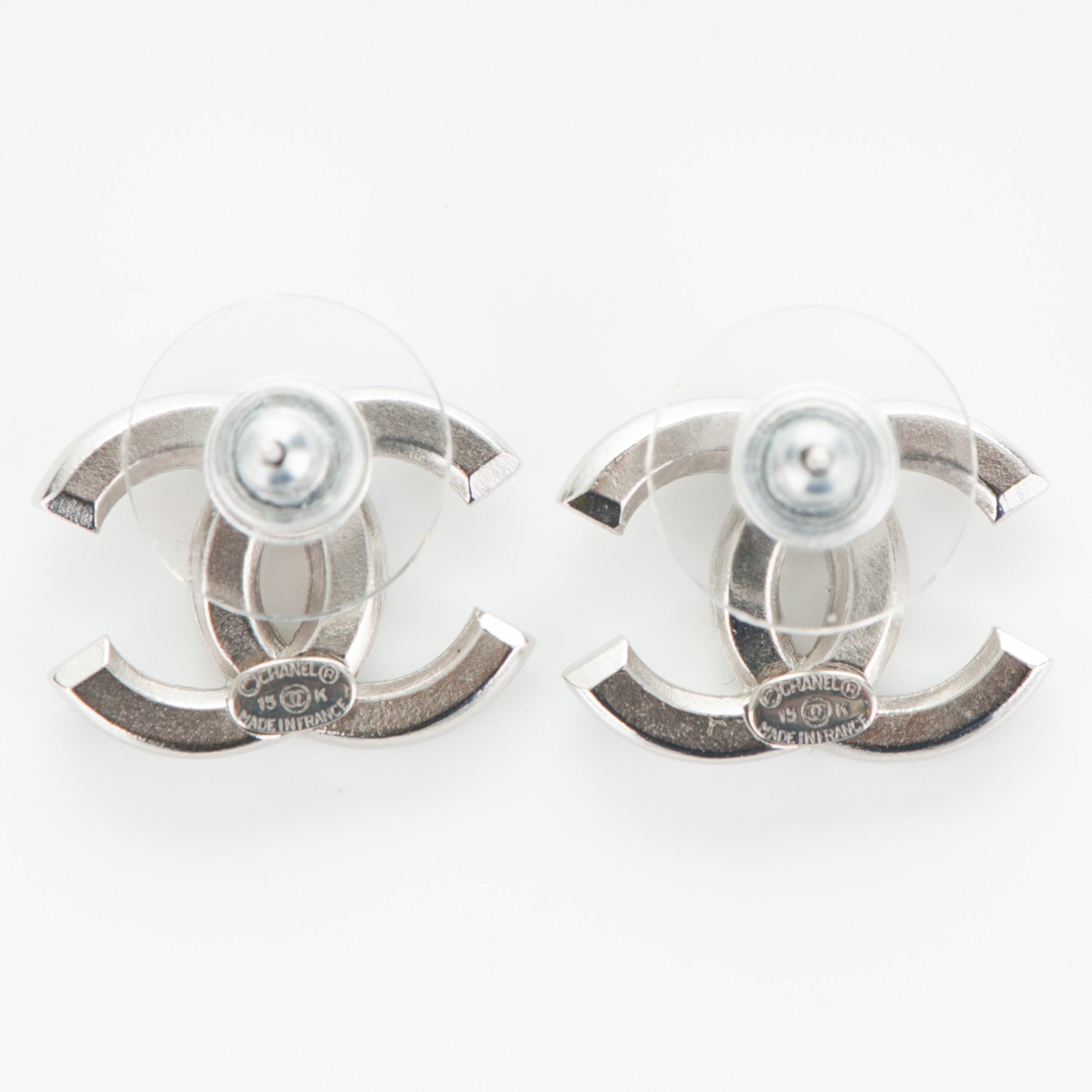 Chanel Baguette Crystal CC Earrings Silver Black 4 of 5