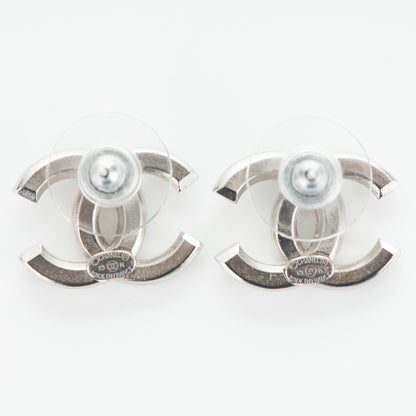 Chanel Baguette Crystal CC Earrings Silver Black 4 of 5