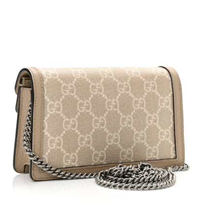 Gucci GG Supreme Monogram Textured Dollar Calfskin Super Mini Dionysus Shoulder Bag Beige Mystic White Oatmeal 3 of 14