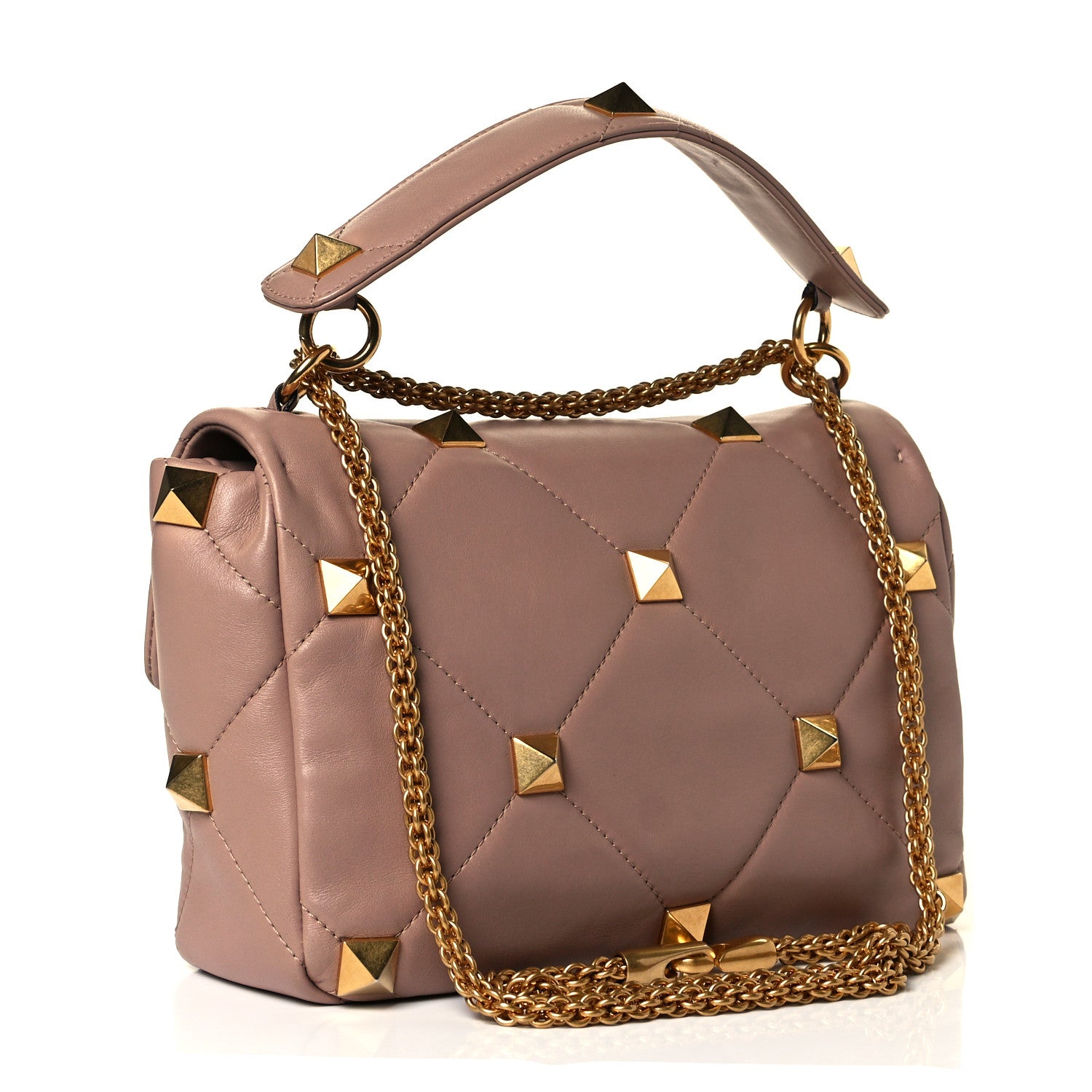 Valentino Garavani Nappa Large Roman Stud Shoulder Bag Rose Cannelle 3 of 8