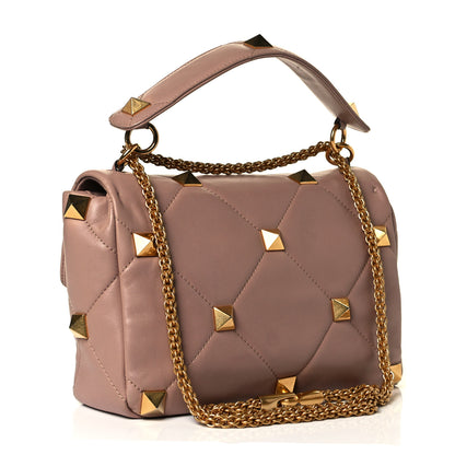 Valentino Garavani Nappa Large Roman Stud Shoulder Bag Rose Cannelle 3 of 8