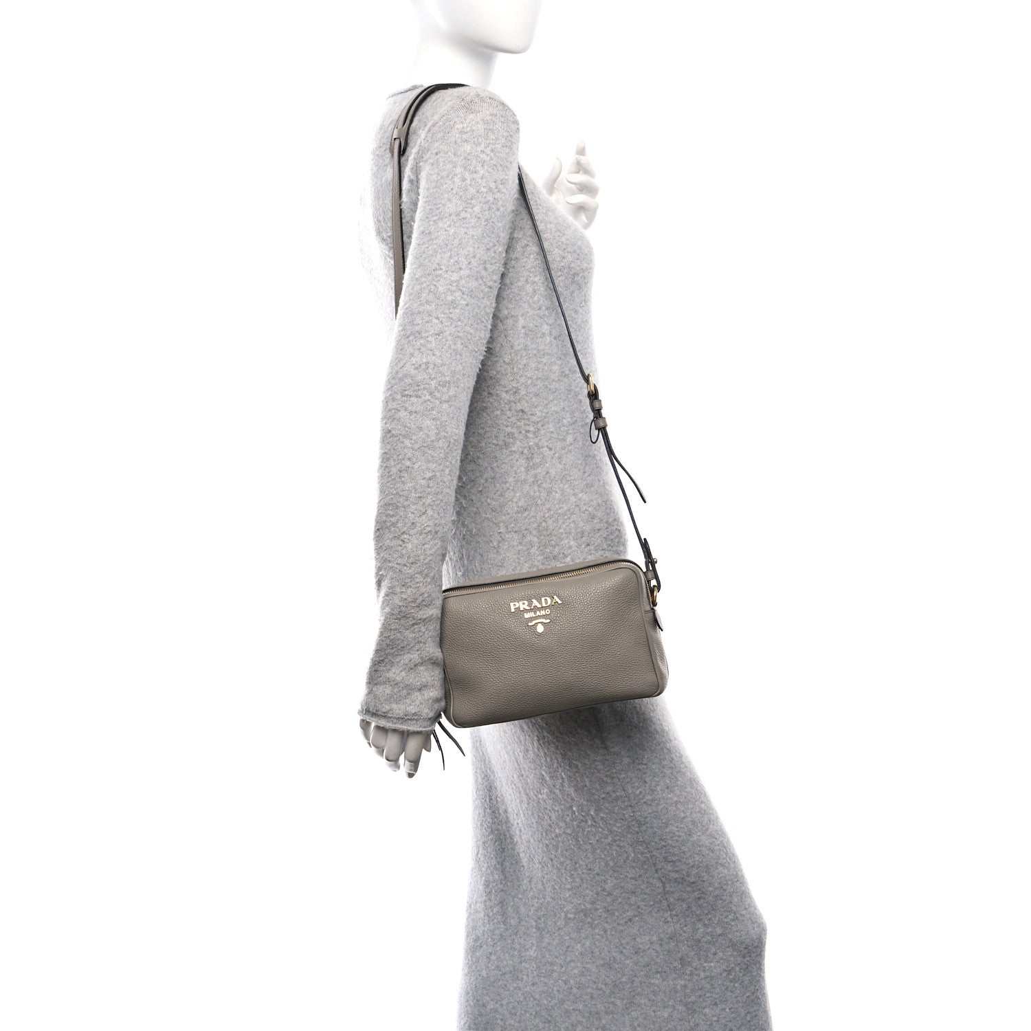Prada Vitello Daino Medium Double Zip Shoulder Bag Argilla 2 of 9