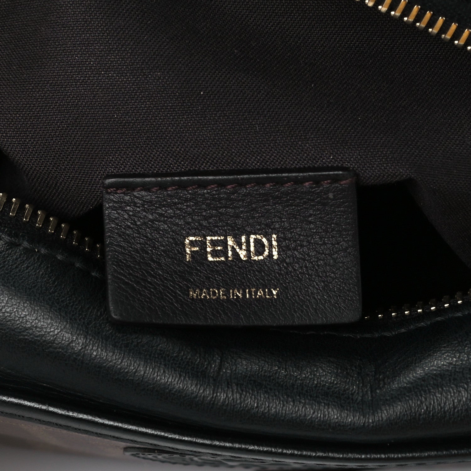 Fendi Glazed Fabric Vitello Century FF 1974 Stamp Patch Mini Camera Case Mogano Panna Black 6 of 12