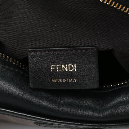 Fendi Glazed Fabric Vitello Century FF 1974 Stamp Patch Mini Camera Case Mogano Panna Black 6 of 12