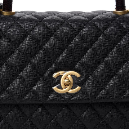 Chanel Caviar Lizard Embossed Quilted Small Coco Handle Flap Black 10 of 11