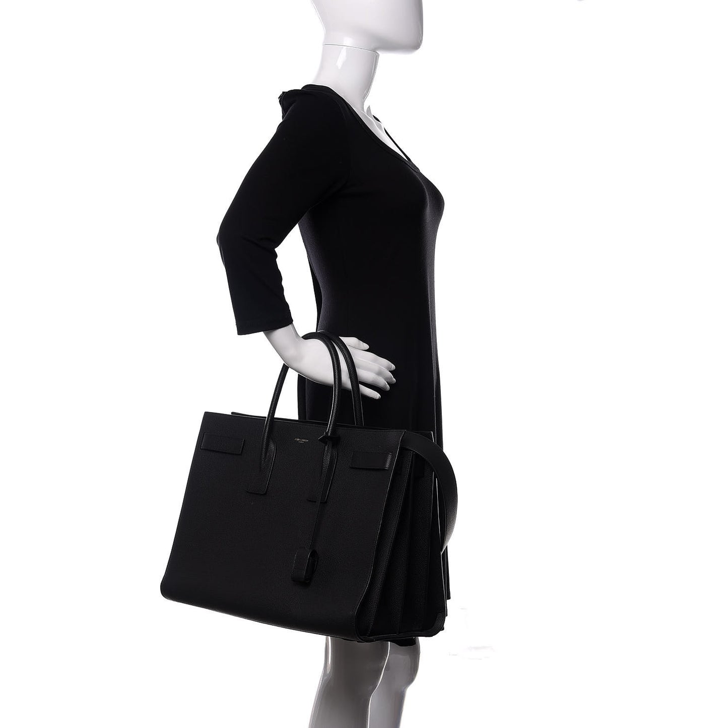 Grained Calfskin Large Sac De Jour Carryall Black