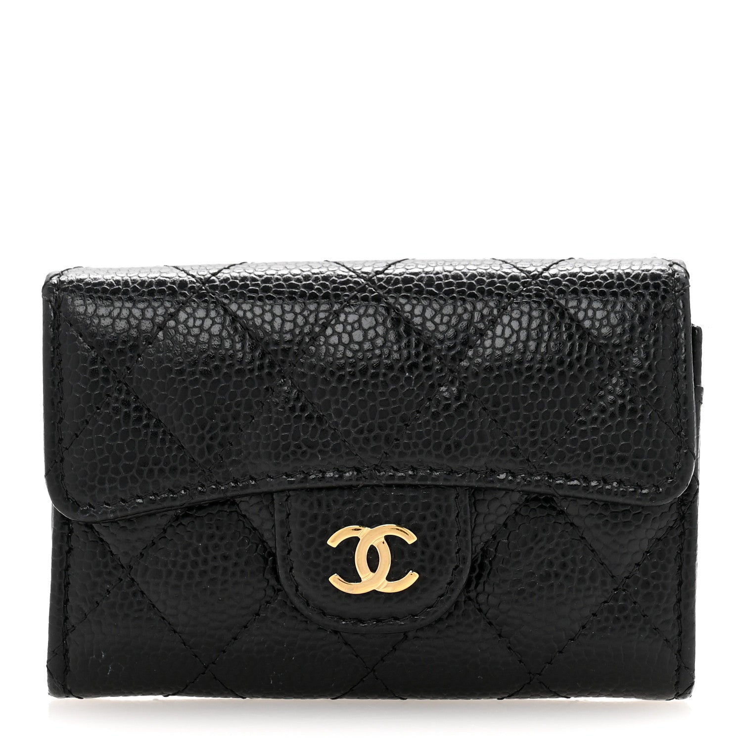 Chanel Caviar Quilted Flap Card Holder Wallet Black 1 of 12