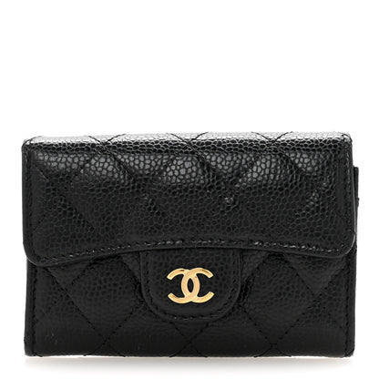 Chanel Caviar Quilted Flap Card Holder Wallet Black 1 of 12