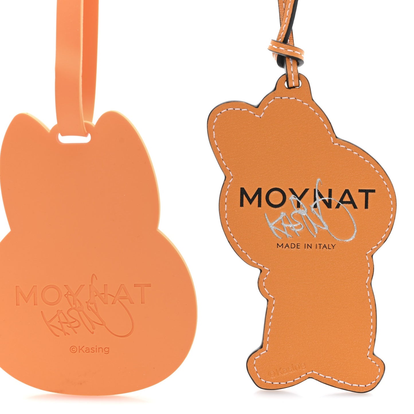 X KASING LUNG Calfskin Rubber Labubu Bag Charm Orange