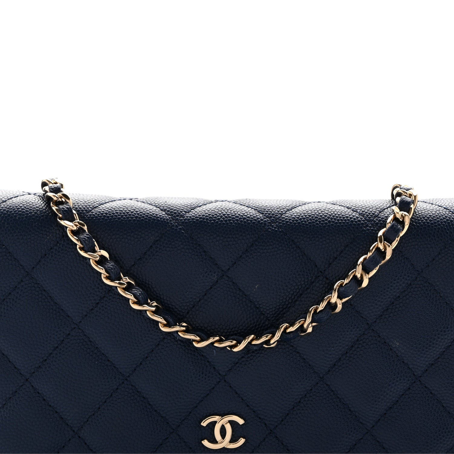 Chanel Caviar Quilted Wallet on Chain WOC Navy Blue 9 of 14