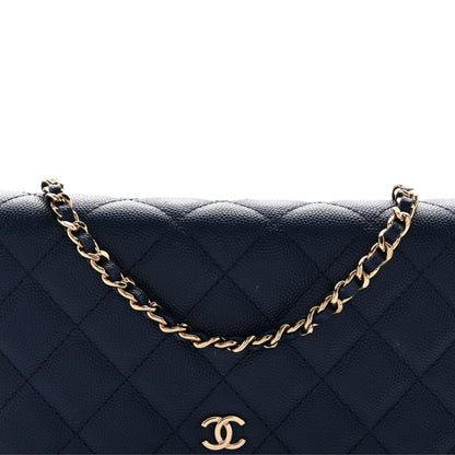 Chanel Caviar Quilted Wallet on Chain WOC Navy Blue 9 of 14