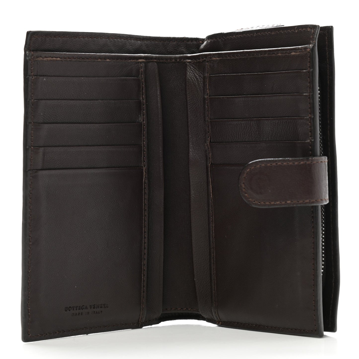 Nappa Intrecciato Continental Snap Wallet Brown Coffee