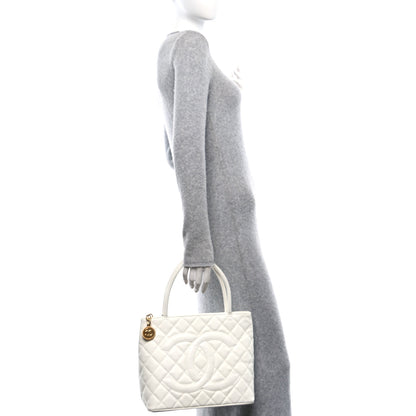 Chanel Caviar Quilted Medallion Tote White 2 of 11
