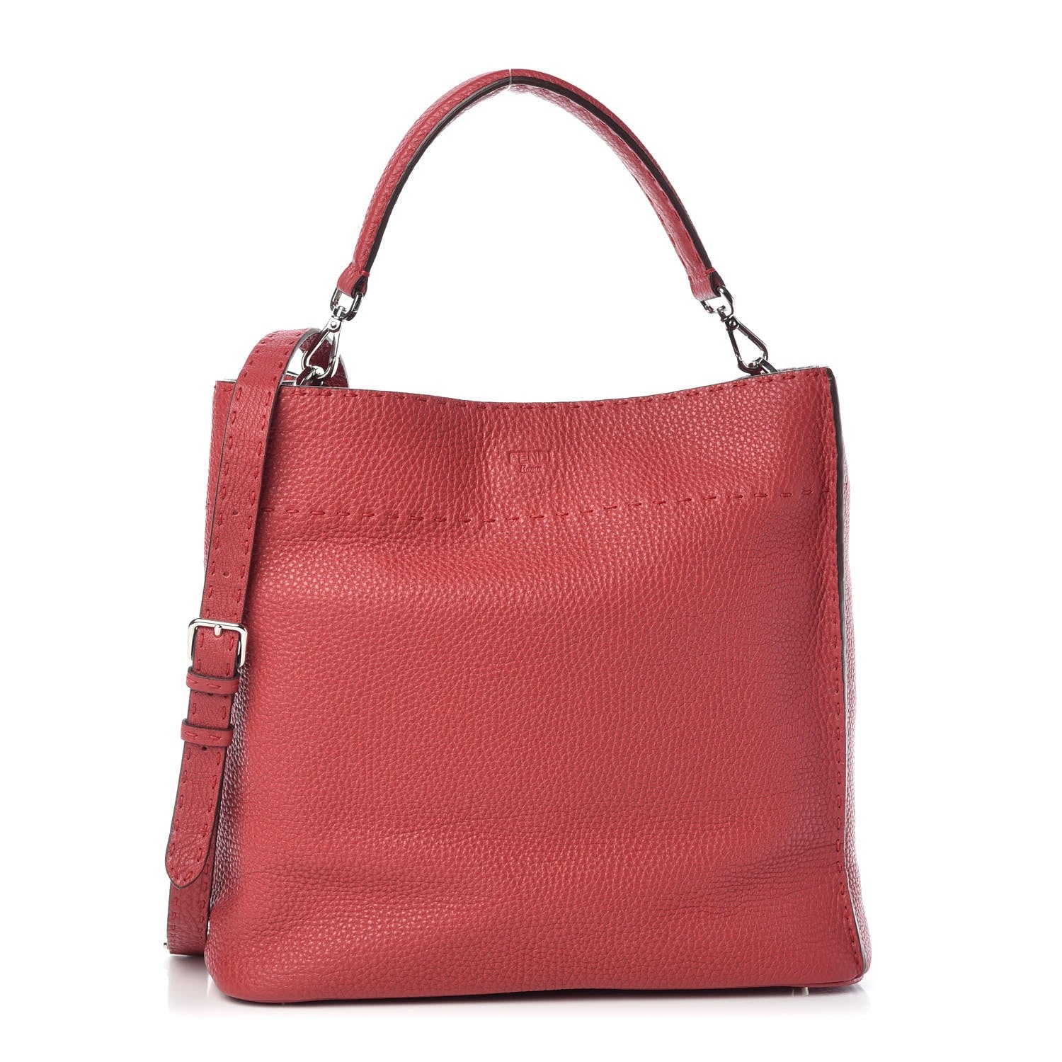 Fendi Cuoio Romano Selleria Large Anna Bucket Bag Rosso 1 of 8