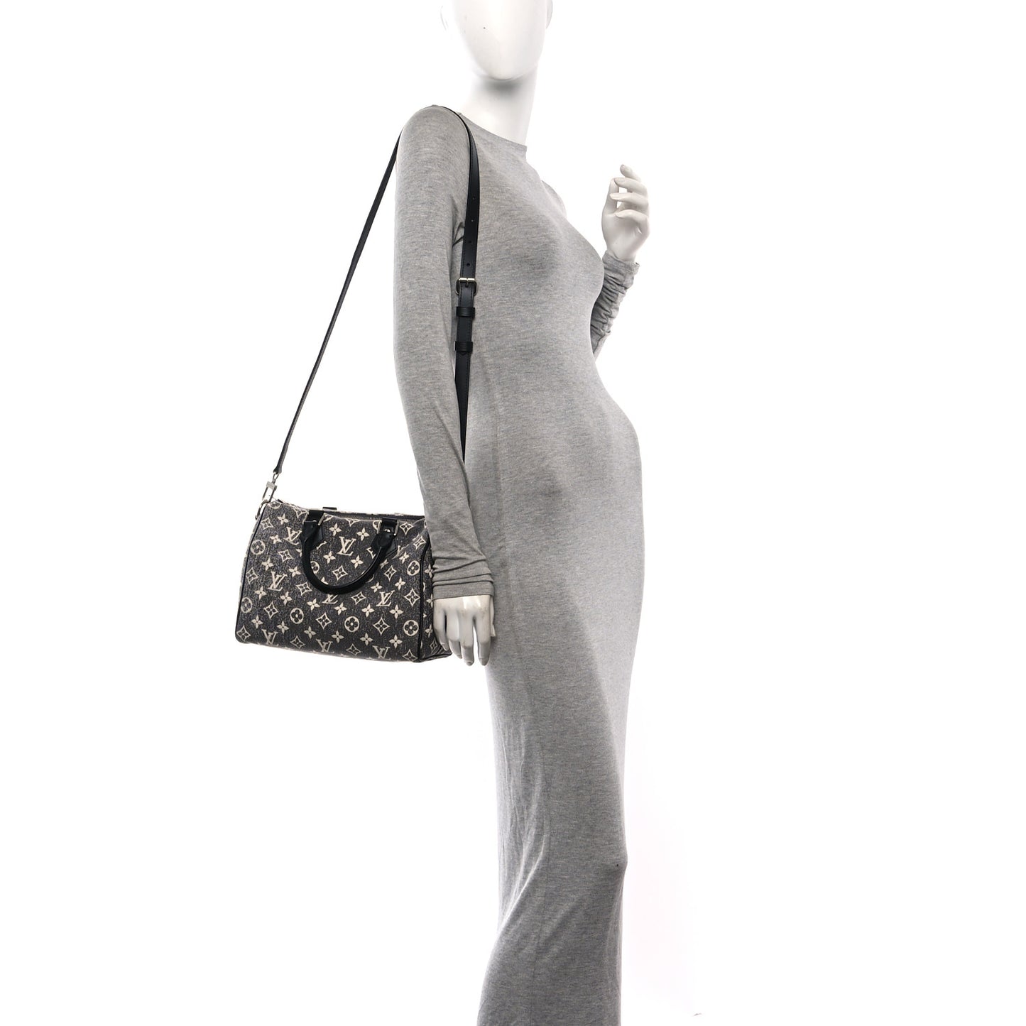 Denim Monogram Jacquard Speedy Bandouliere 25 Black