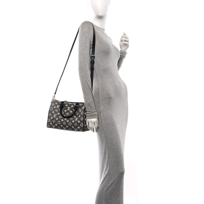 Louis Vuitton Denim Monogram Jacquard Speedy Bandouliere 25 Black 2 of 9