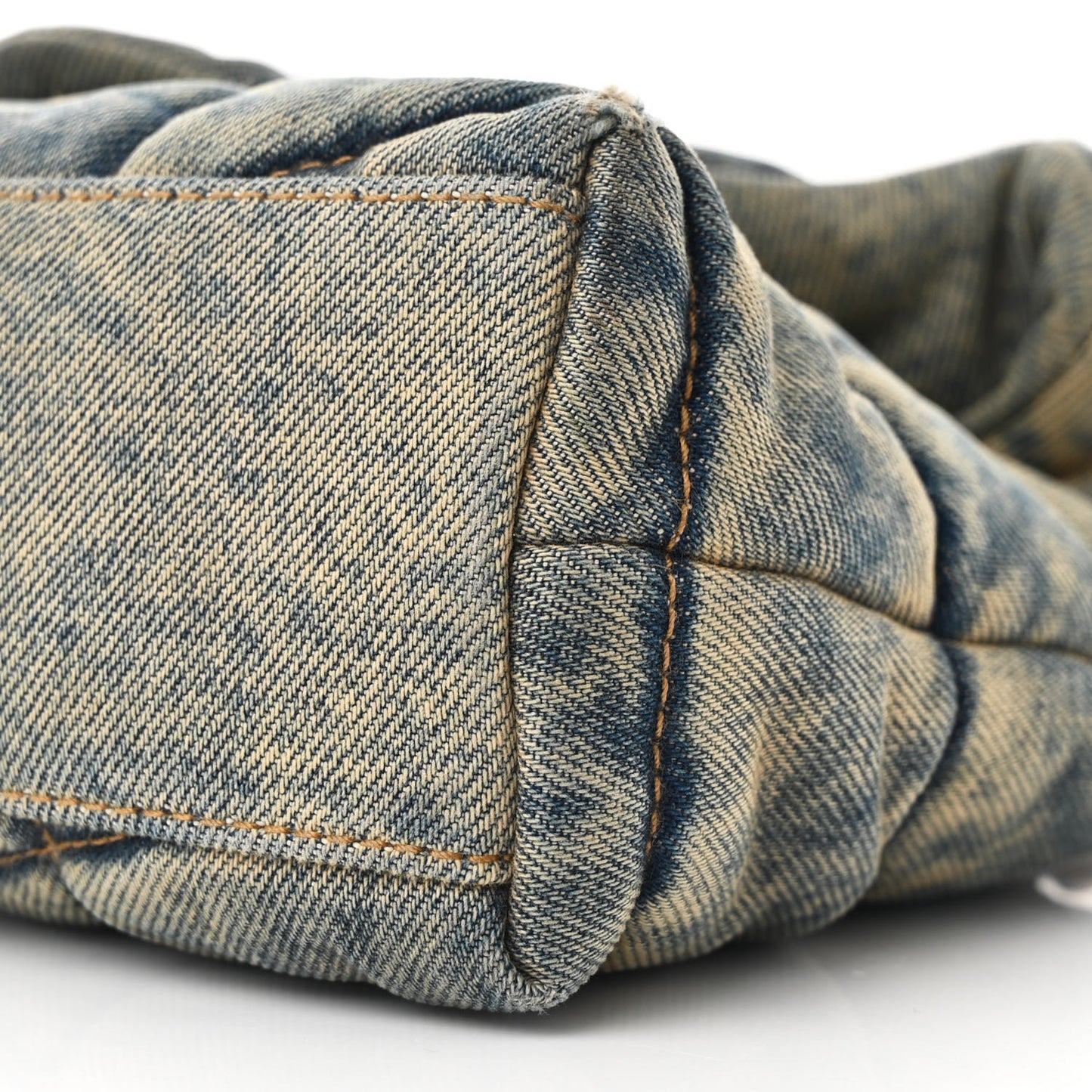 Denim Quilted Toy Loulou Puffer Monogram Chain Satchel Blue Cinnamon