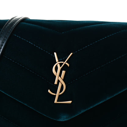 Saint Laurent Velvet Y Quilted Monogram Toy Loulou Crossbody Bag Dark Ottanio 17 of 31