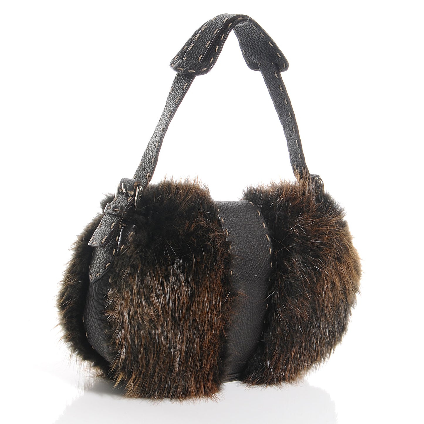 Mink Fur Calfskin Romano Selleria Brown