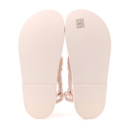 Chanel Calfskin Printed Velcro Dad Sandals 37 Pink 5 of 9
