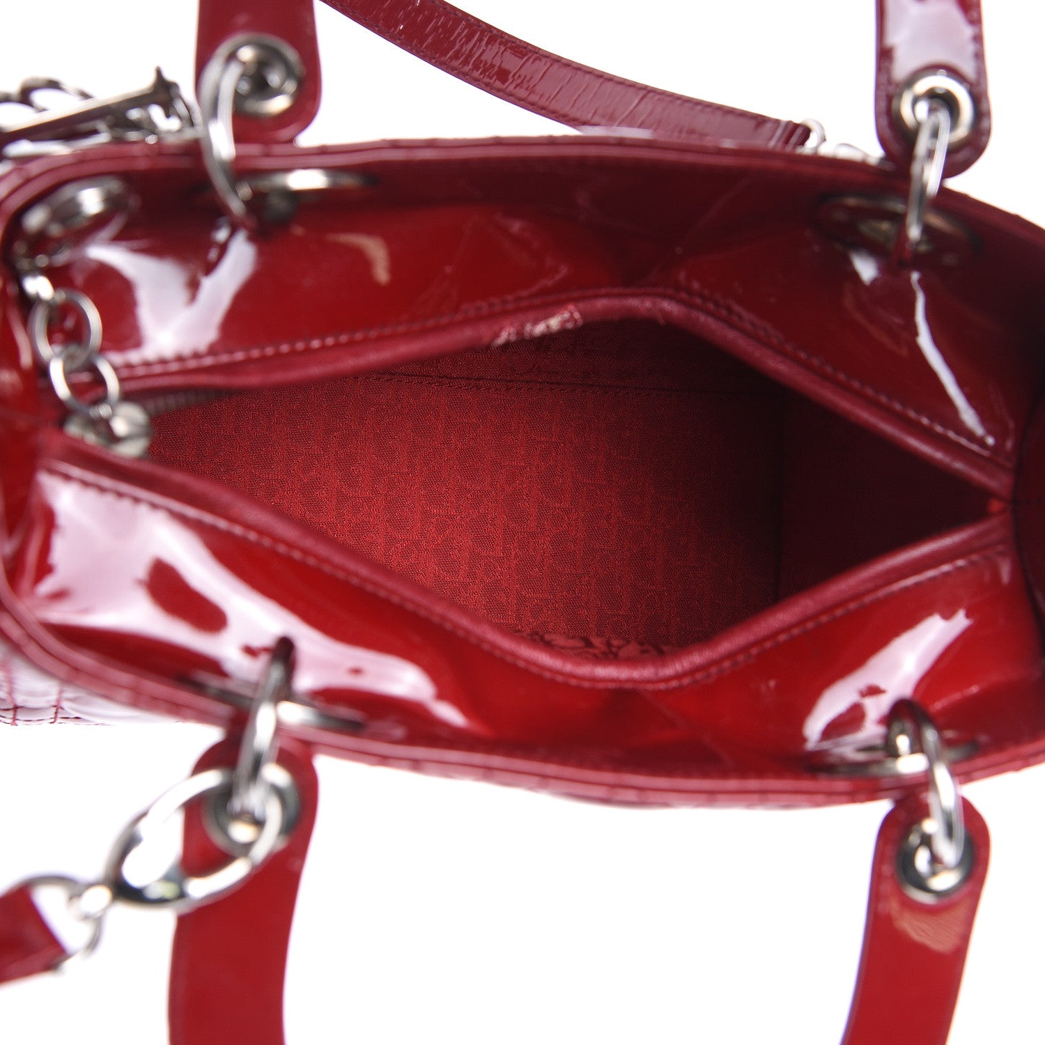 Christian Dior Patent Cannage Medium Lady Dior Red 5 of 12
