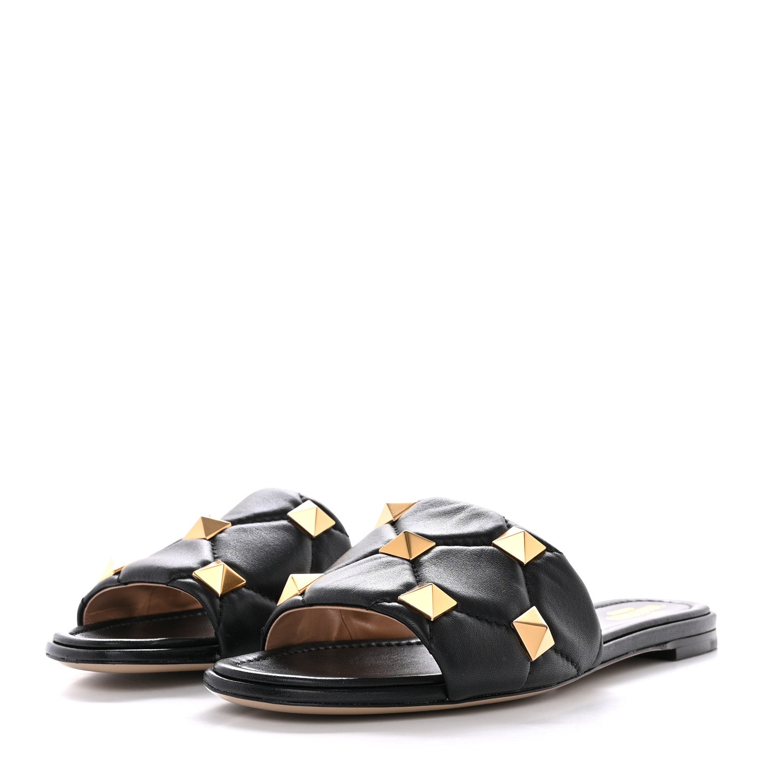 Valentino Garavani Nappa Roman Stud Flat Slide Sandals 39.5 Black 3 of 8