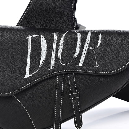 Christian Dior Grained Calfskin Logo Saddle Messenger Bag Black 10 of 11