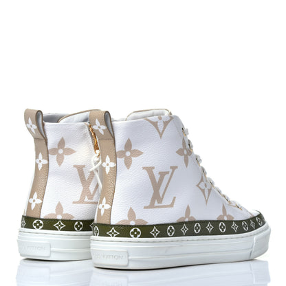 Louis Vuitton Monogram Giant Stellar Sneaker Boots 38 Kaki White Beige 4 of 9
