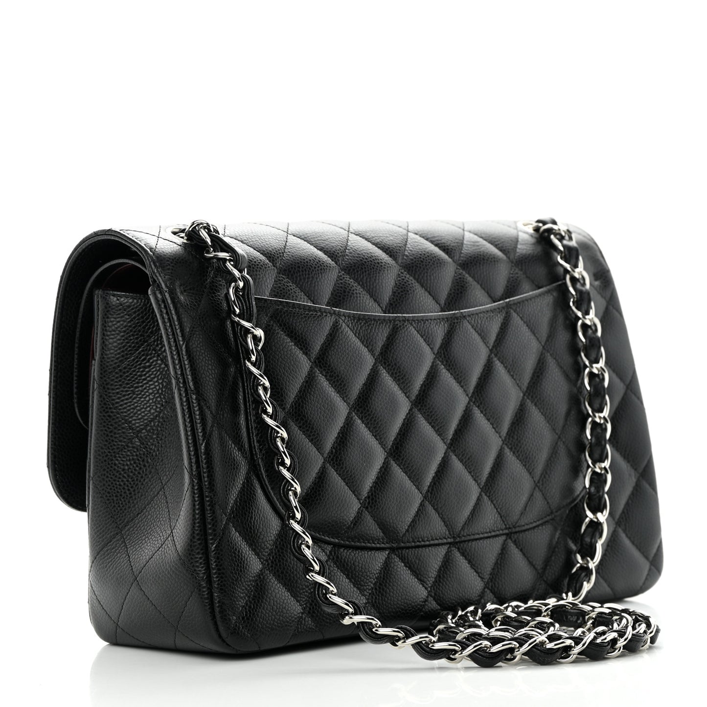 Caviar Quilted Jumbo Double Flap Black