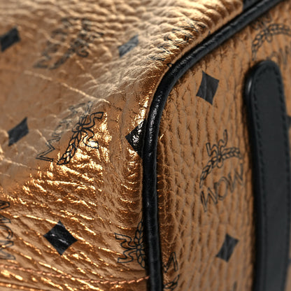 MCM Metallic Visetos Medium Shopper Tote Gold 7 of 11