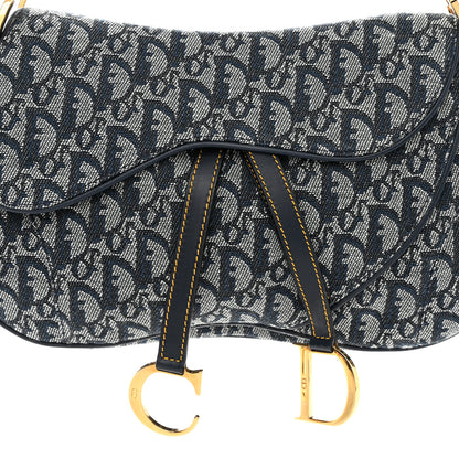 Christian Dior Monogram Double Saddle Bag Navy Blue 7 of 9