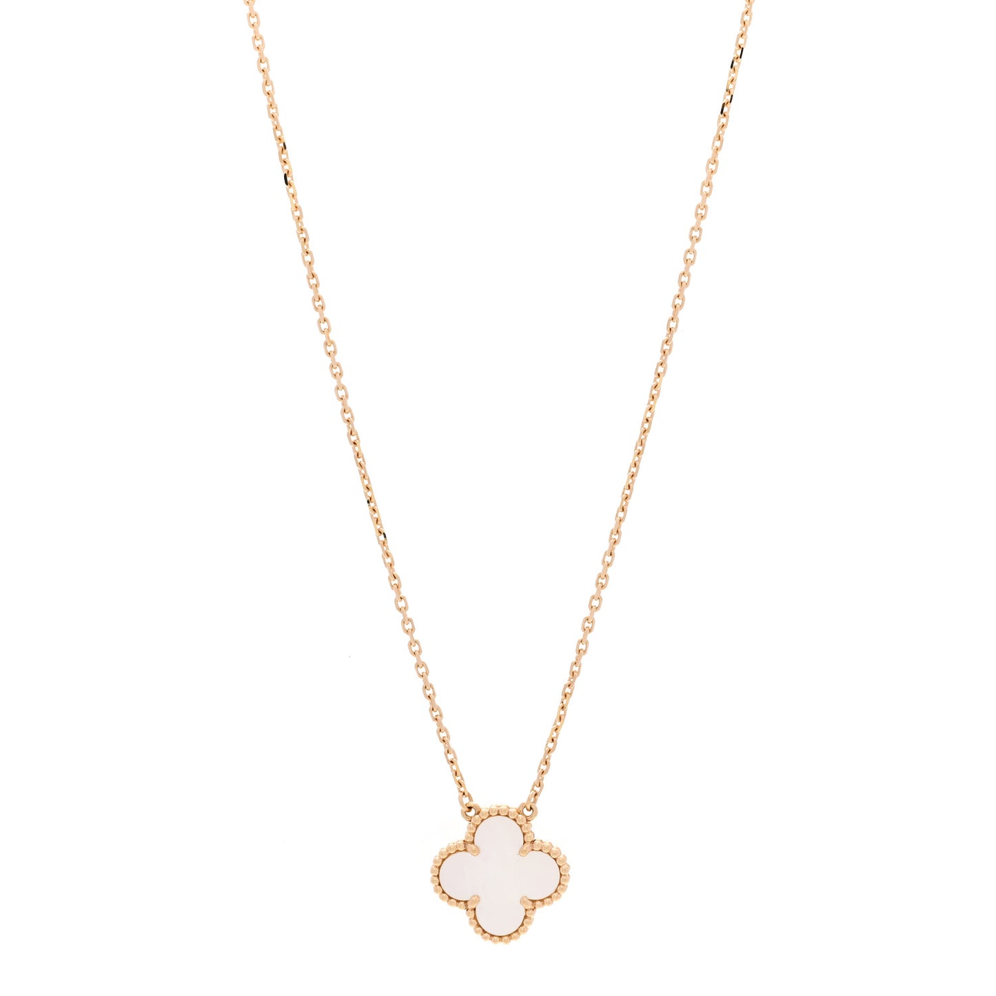 18K Yellow Gold Mother of Pearl Vintage Alhambra Pendant Necklace