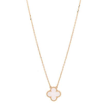 Van Cleef & Arpels 18K Yellow Gold Mother of Pearl Vintage Alhambra Pendant Necklace 1 of 7