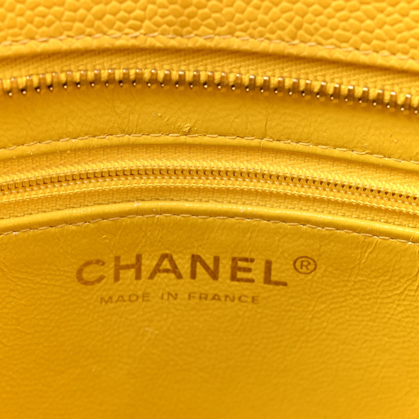 Caviar Quilted Medallion Tote Yellow