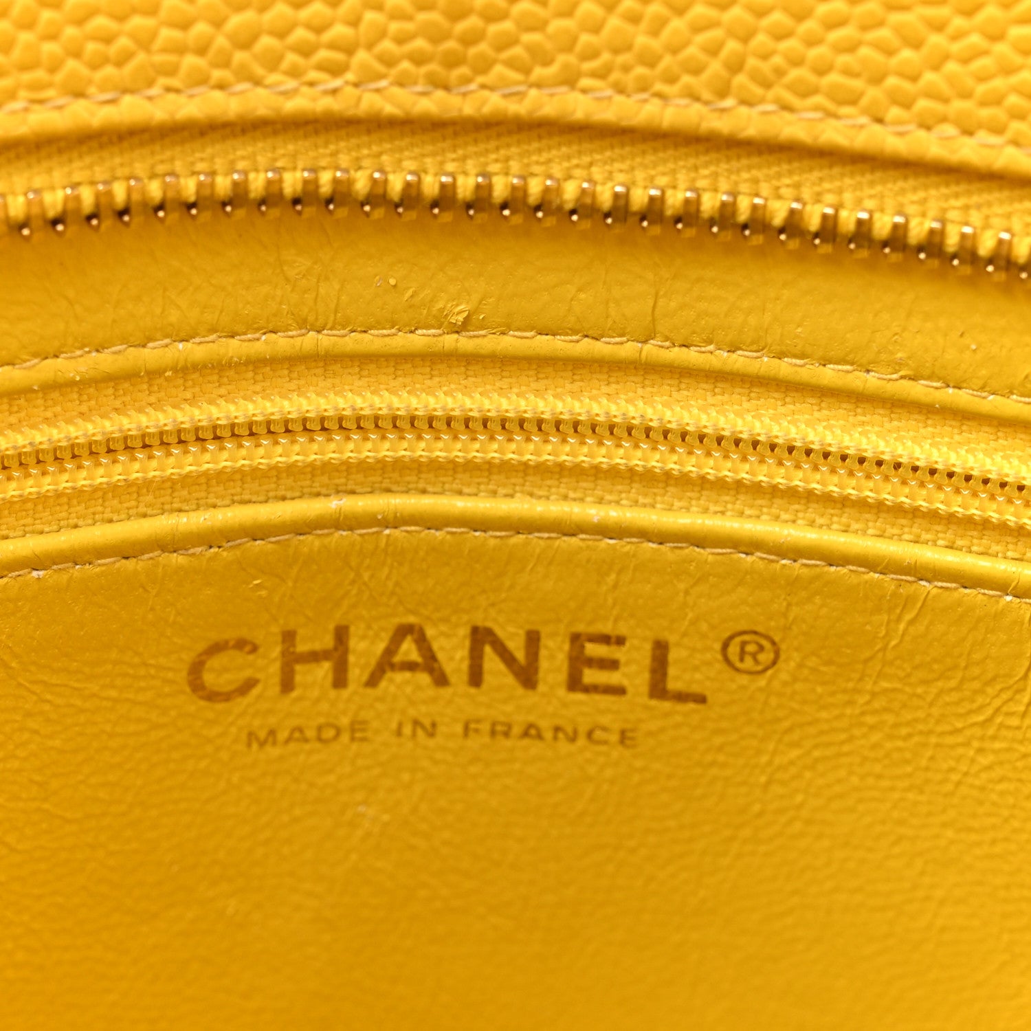 Chanel Caviar Quilted Medallion Tote Yellow 6 of 13
