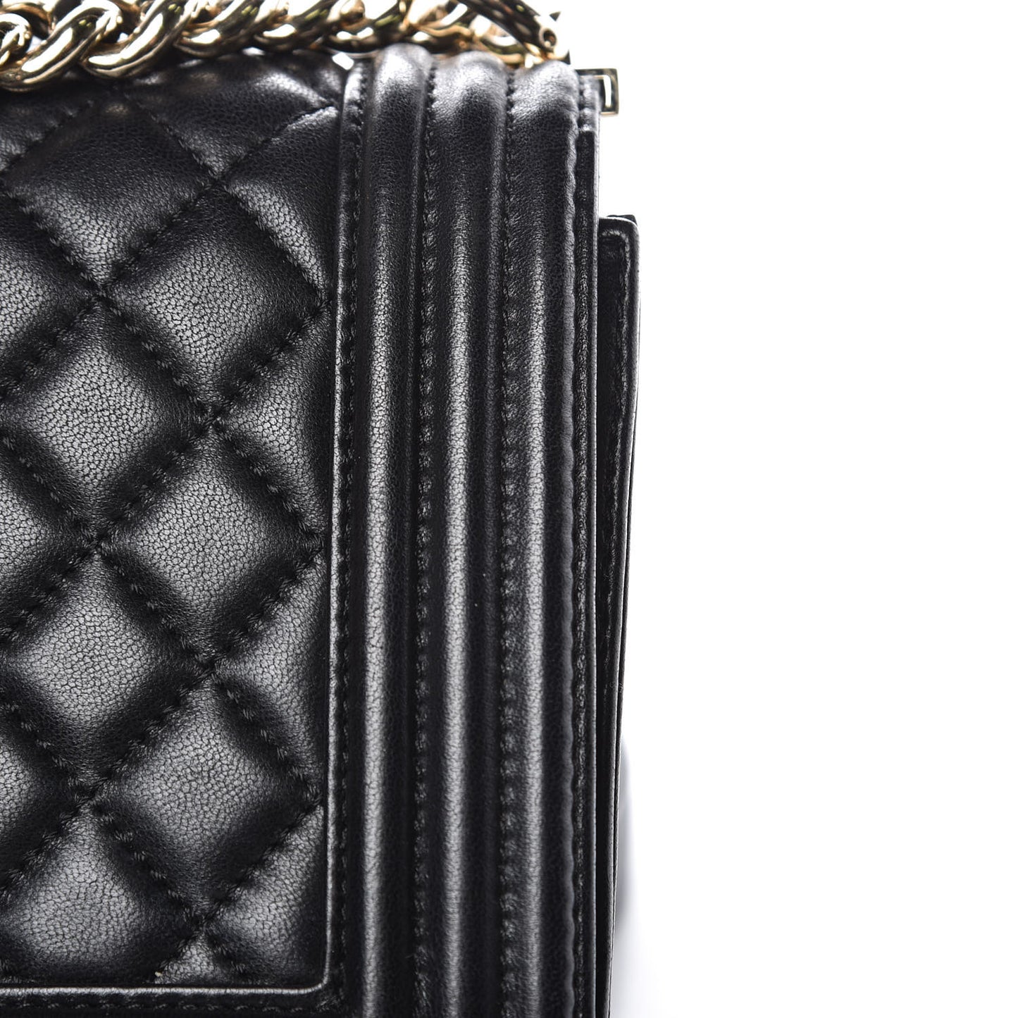 Lambskin Quilted Medium Boy Flap Black