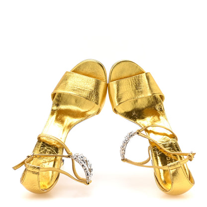 Gucci Metallic Nappa Crystal GG Sandals 38 Gold 2 of 7
