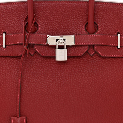 Hermes Taurillon Clemence Birkin 35 Rouge Vif 8 of 11