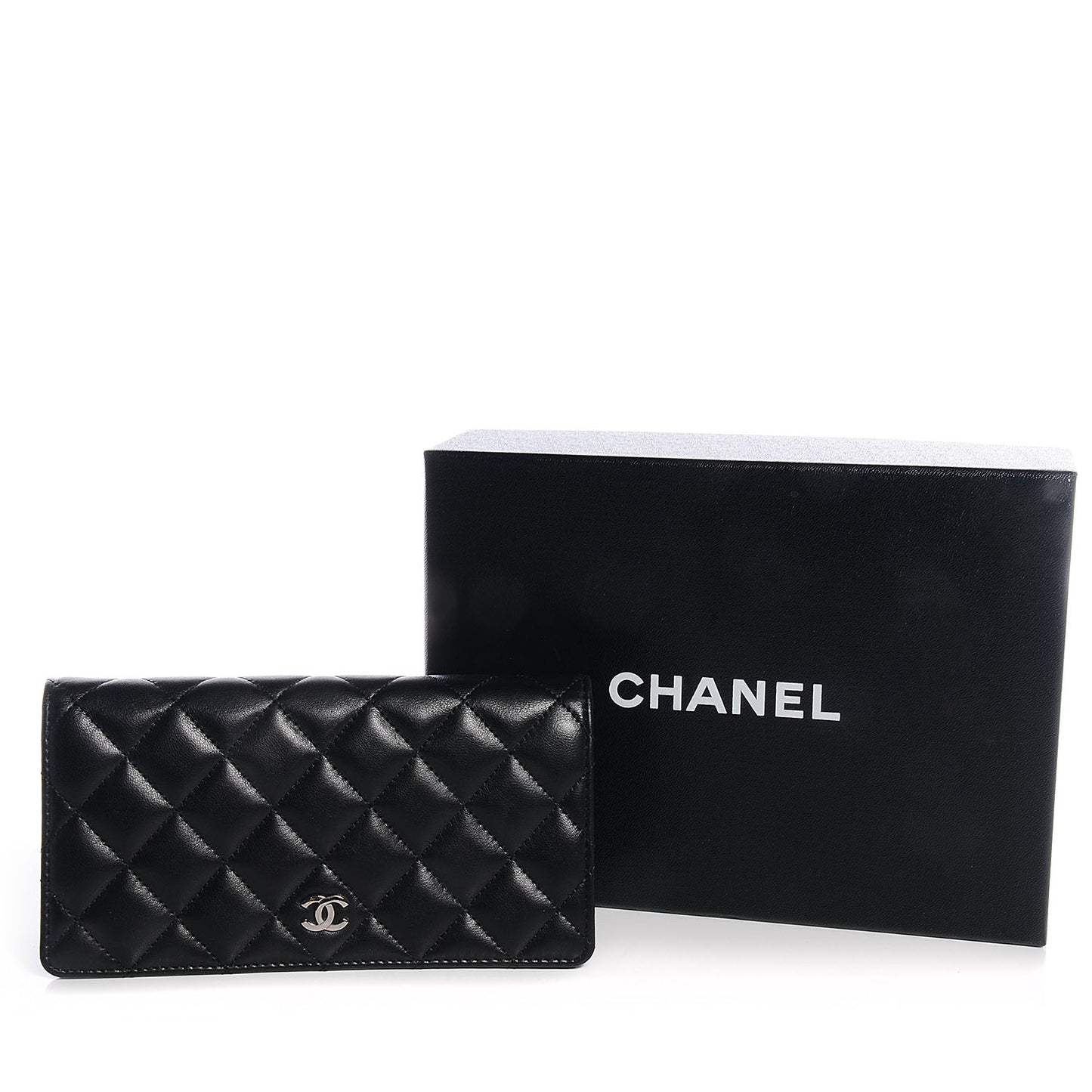 Lambskin Quilted Yen Wallet Black