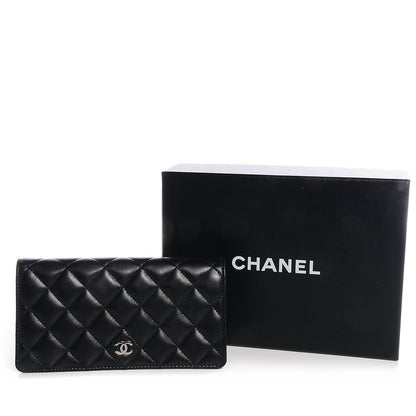Chanel Lambskin Quilted Yen Wallet Black 5 of 9