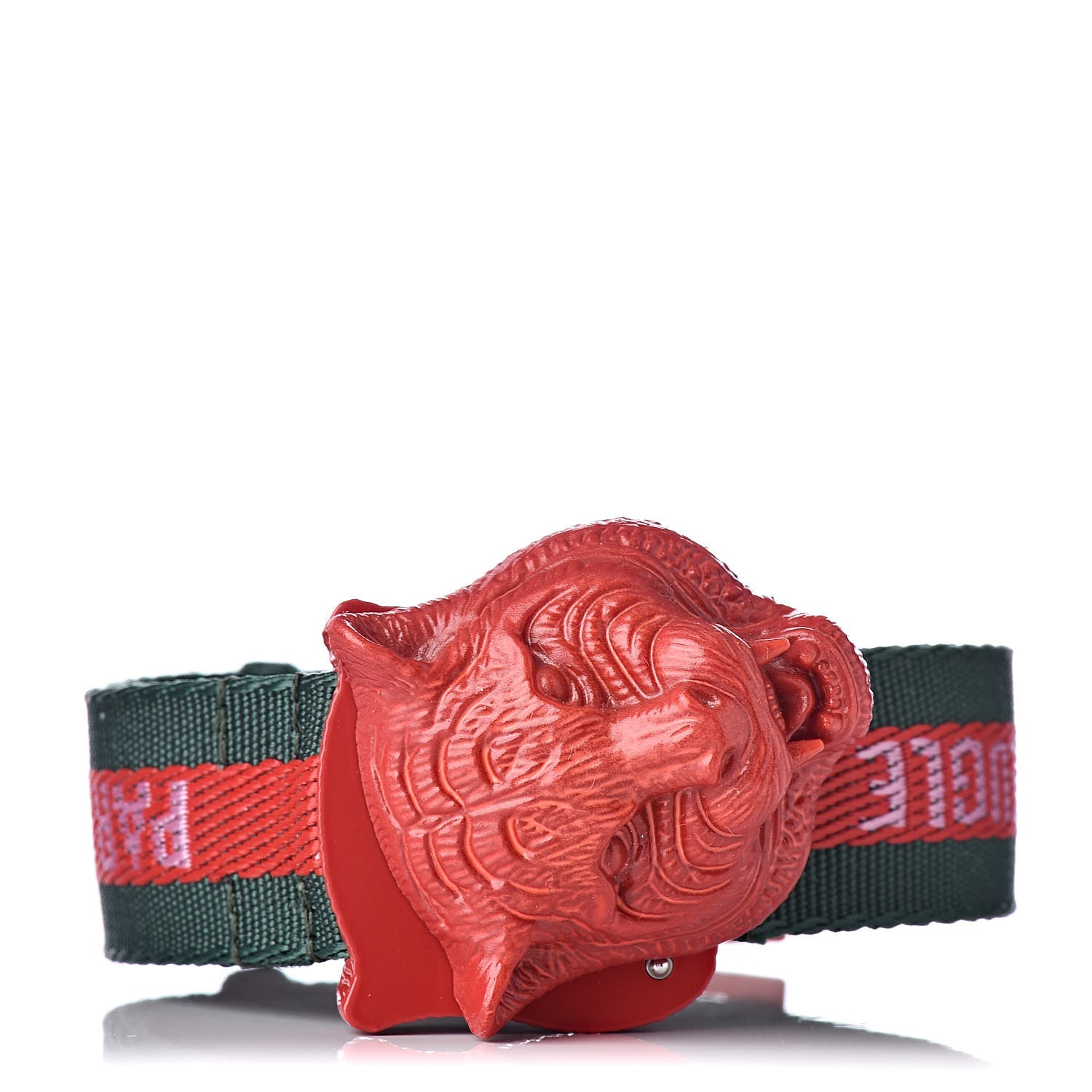 Gucci Stainless Steel Nylon 32mm Le Marche Des Merveilles Tiger Quartz Watch Red 4 of 8