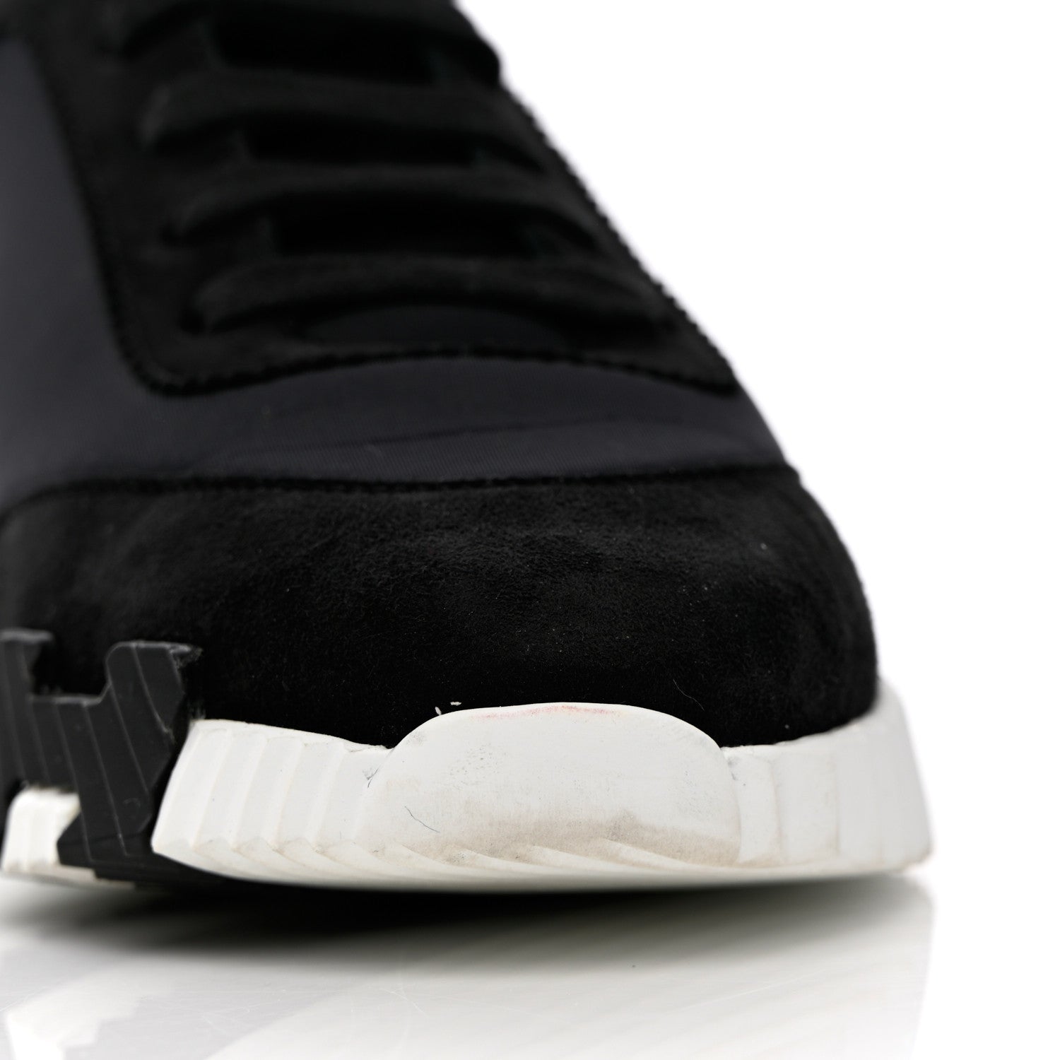 Hermes Technical Jersey Suede Goatskin Bouncing Sneakers 36 Black White 12 of 14