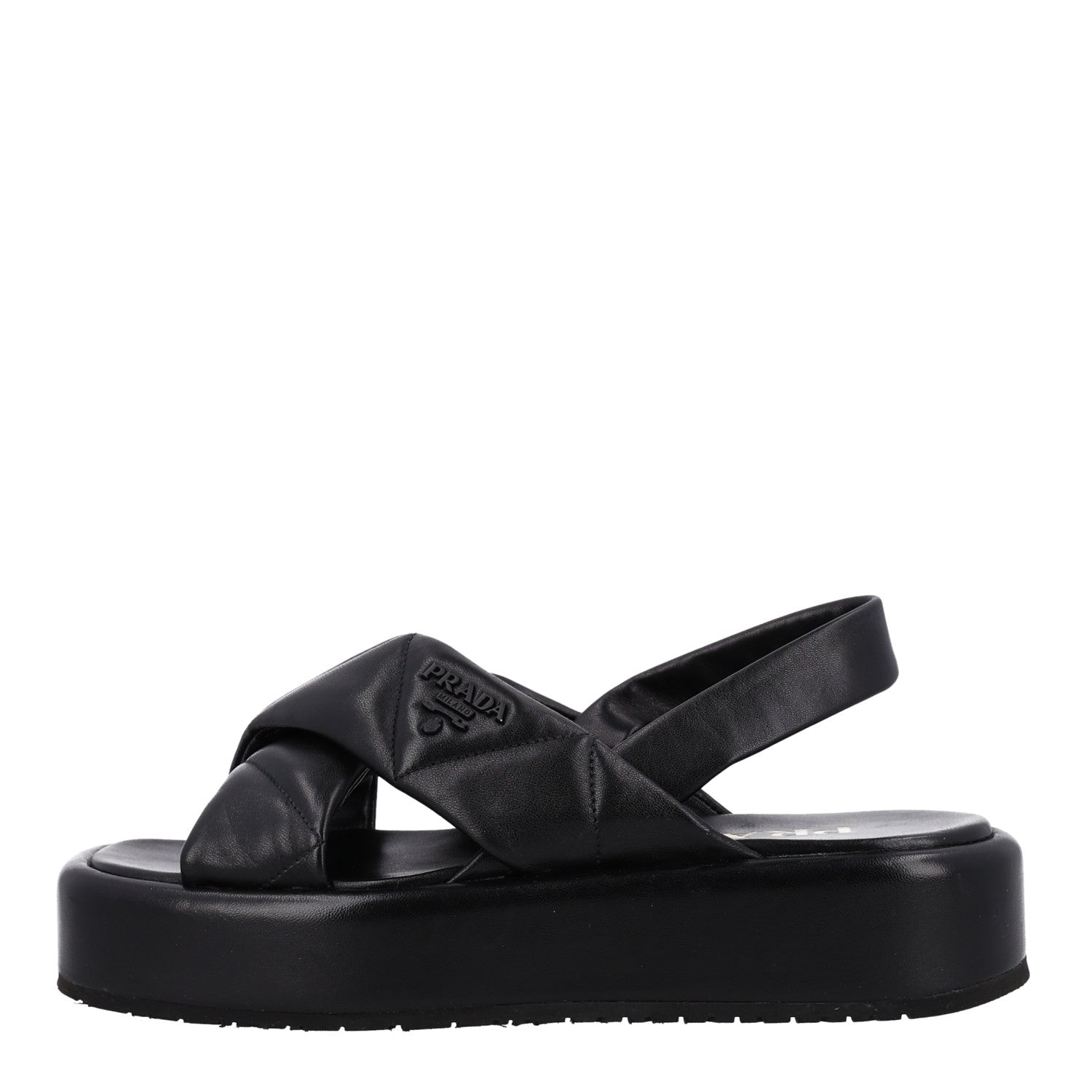 Prada Nappa Padded Blow 20mm Slingback Sandals 36.5 Black 1 of 10