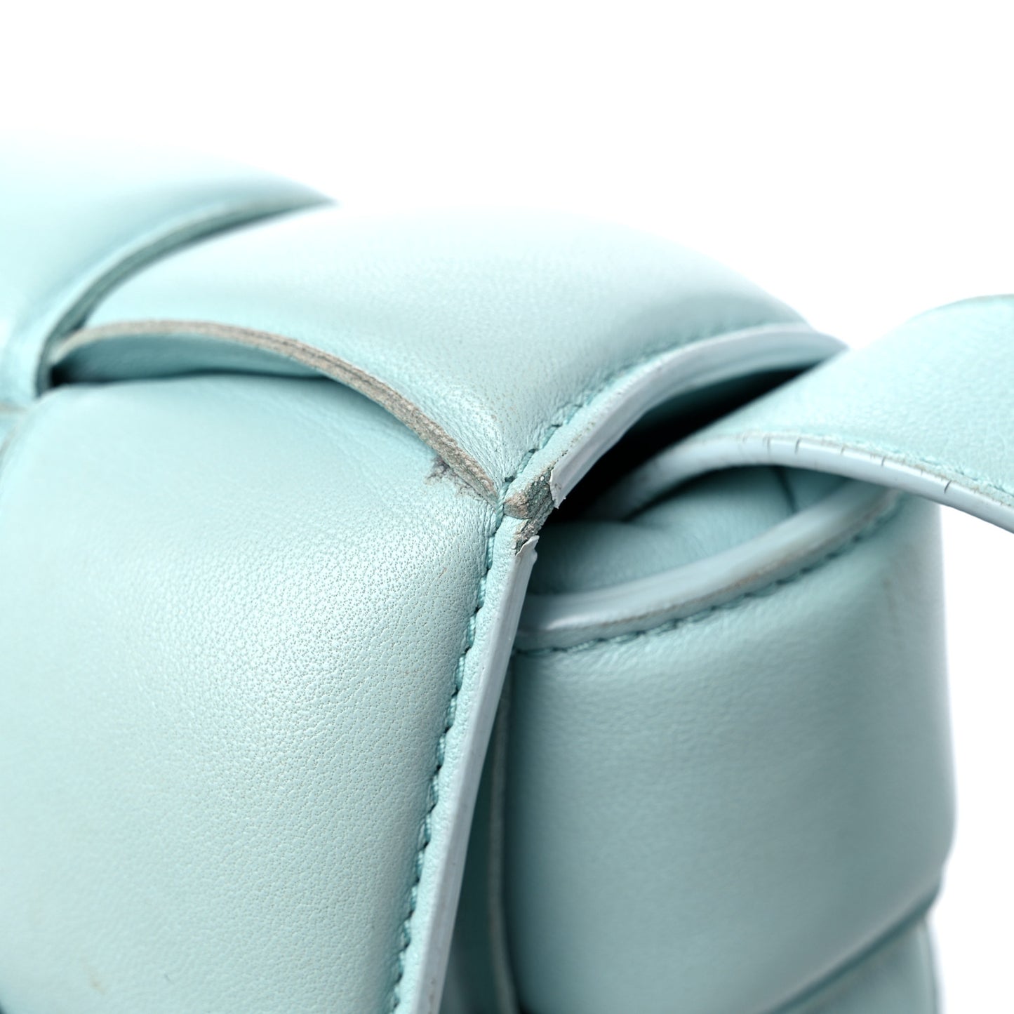 Paper Calfskin Maxi Intreccio Padded Cassette Crossbody Bag Ice