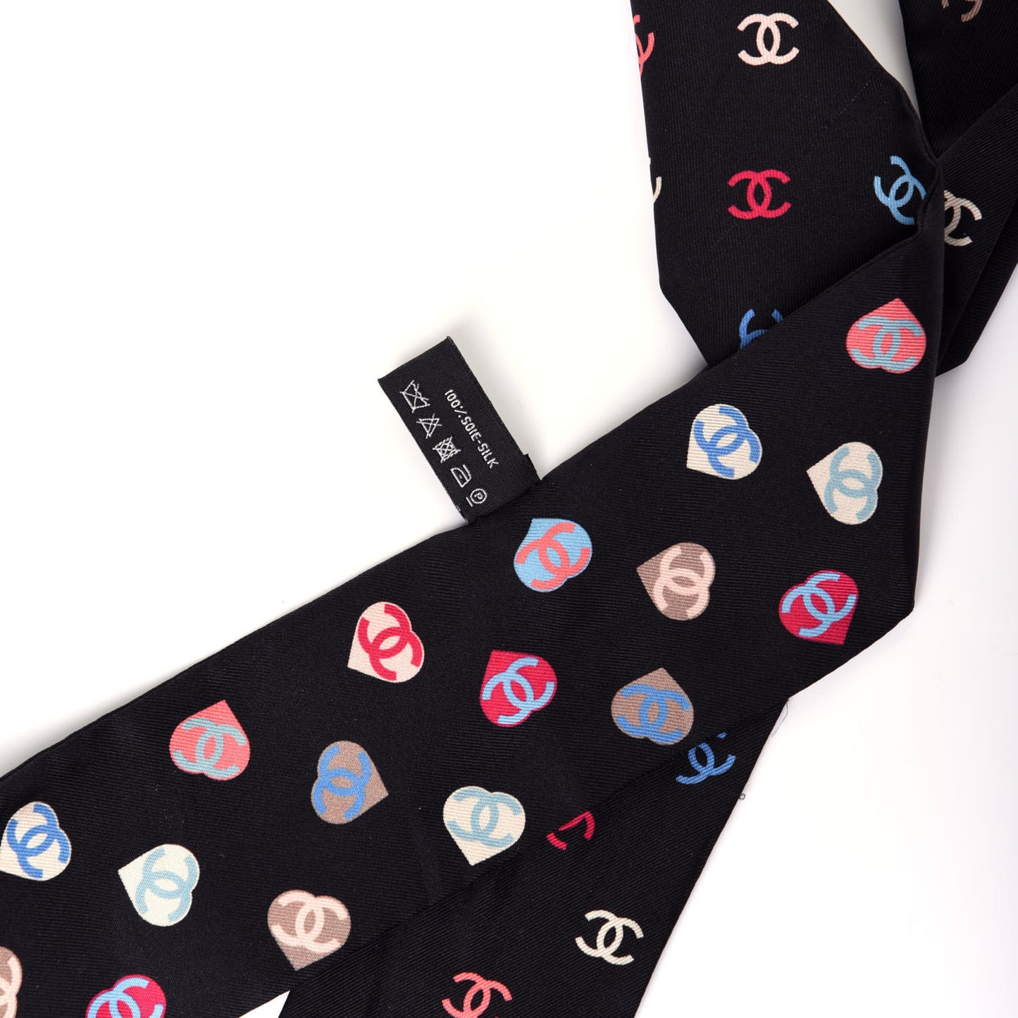 Silk Heart CC Slim Bandeau Scarf Black