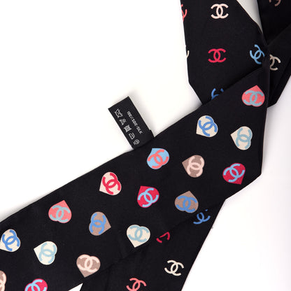 Chanel Silk Heart CC Slim Bandeau Scarf Black 5 of 5