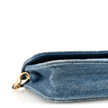 Chanel Denim Quilted CC Pearl Crush Clutch With Chain Blue 10 of 11